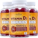 NOUVELLE AGE Vitamine D3 5000 UI 125mcg Gommies - Soutien immunitaire, santé osseuse forte - Non-OGM, sans gluten, sans lait, sans gélatine (180 Gommies (paquet de 3))