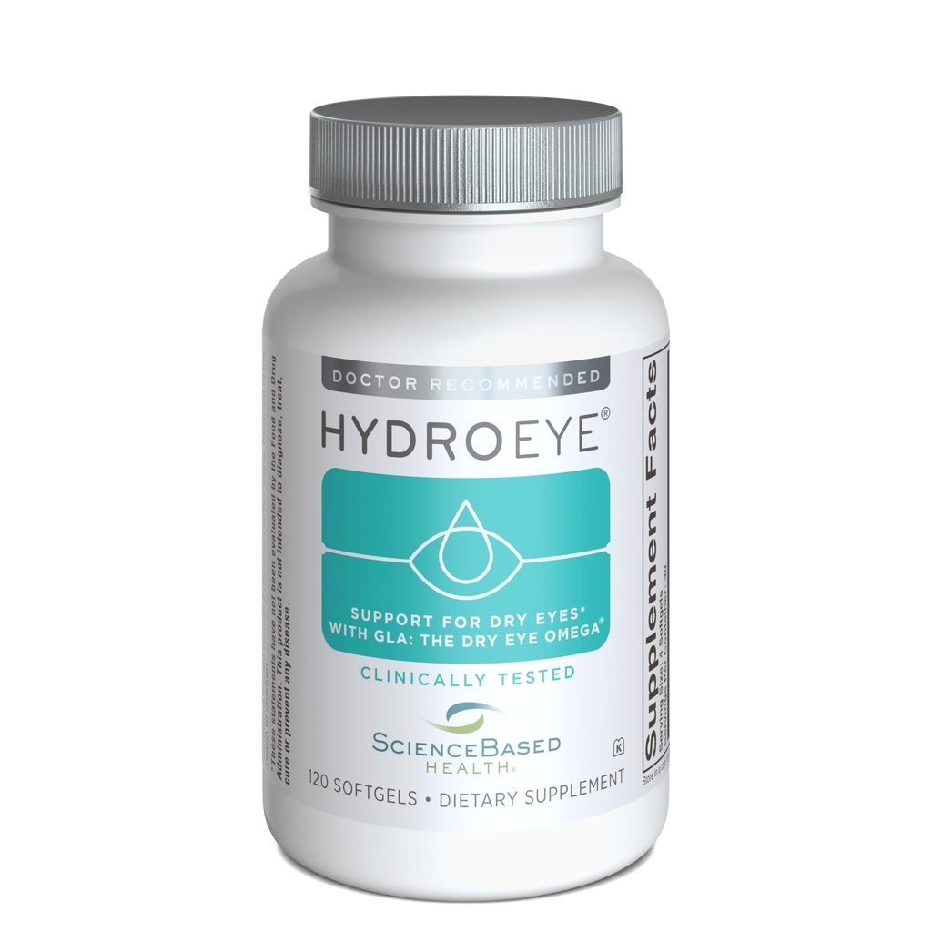 ScienceBased Health HydroEye Dry Eye Supplement – Formule testée cliniquement avec GLA, EPA et DHA – Support pour le confort des yeux et les pellicules – 120 Softgels