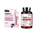 NATURE TARGET Probiotiques Supplément poudre pour femmes & CoQ10-200mg avec PQQ L-Carnitine & Omega-3s Absorption élevée