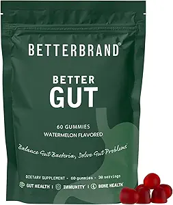 Betterbrand Better Gut Gummy - Supplément probiotique pour la santé de Gut, le soutien digestif, l'immunité et la santé des os avec 2,5 milliards d'UFC - Saveur de pastèque (30 jours)