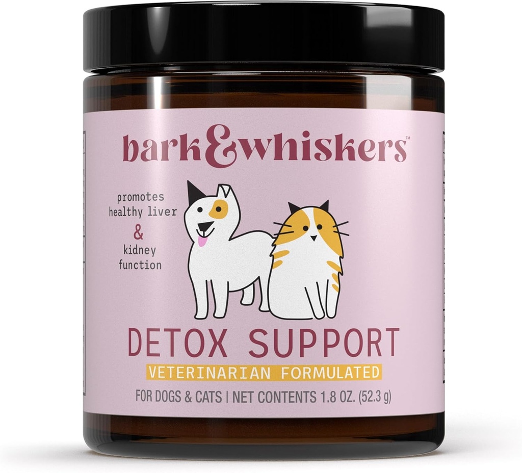 Bark & Whiskers Detox Support - Aide à soutenir la fonction saine du foie et du rein - Mélange à base de plantes avec chardon de lait biologique et thé vert - 1,8 oz