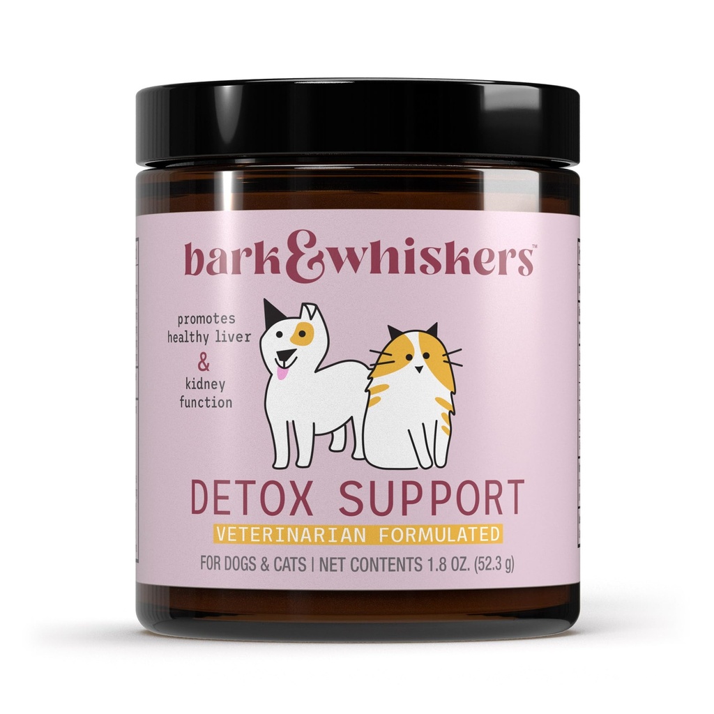 Bark & Whiskers Detox Support - Aide à soutenir la fonction saine du foie et du rein - Mélange à base de plantes avec chardon de lait biologique et thé vert - 1,8 oz