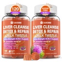 Lait Thistle foie Detox Gummies, 18-IN-1 foie nettoyant Détox et supplément de réparation avec berbère, racine de chicorée, curcuma, artichaut, racine de dandelion, Piedra de Chanca, Vitamines B6 B12-Sugar Free, paquet de 2