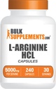 BulkSupplements.com Capsules de HCl L-Arginine - Supplément d'arginine, Supplément d'oxyde nitrique, Capsules de L Arginine - Pilules d'oxyde nitrique, sans gluten - 8 Capsules par portion, (5000mg) 240 Capsules