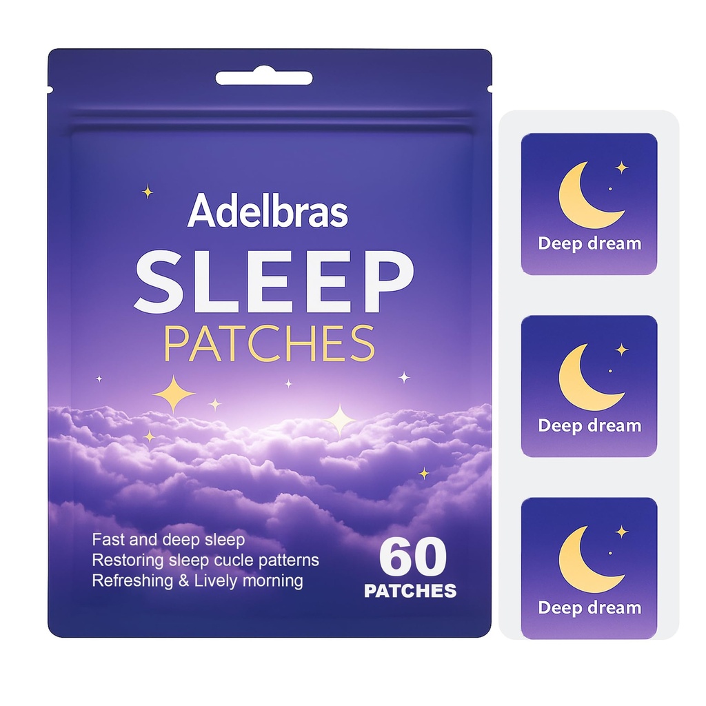 Adelbras Sleep Patches for Adults, Upgraded All-Natural Ingredients, Fast-Acting Melatonin & Valerian, Long-Lasting Night Comfort Sleep Aids for Men & Women