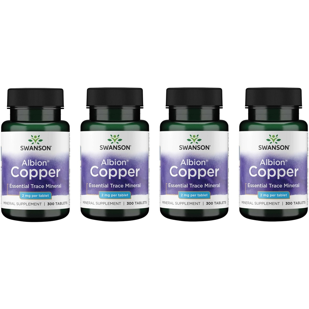 Swanson Copper Tablets, Chelated Copper Supplement, 2 mg, 300 Count