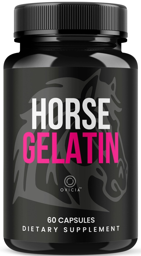 Horse Gelatin Capsules - Official HorseGelatin Pill Advanced Premium Formula Support Maximum Strength, All Natural Ingredients Vitamin for Overall Health & Wellness, 60 Capsules for 1 Month