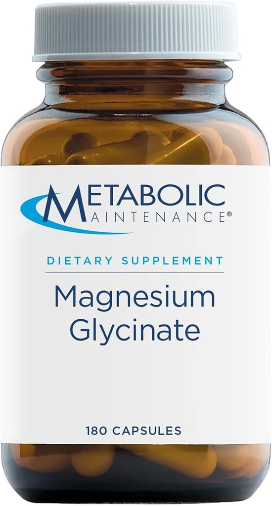 Maintenance métabolique Glycinat de magnésium - Supplément de vitamine C à l'acide absorbique et au palmitate d'ascorbyl - supplément de bisglycinate de magnésium 125mg pour soutenir la fonction musculaire et nerveuse (180 capsules)