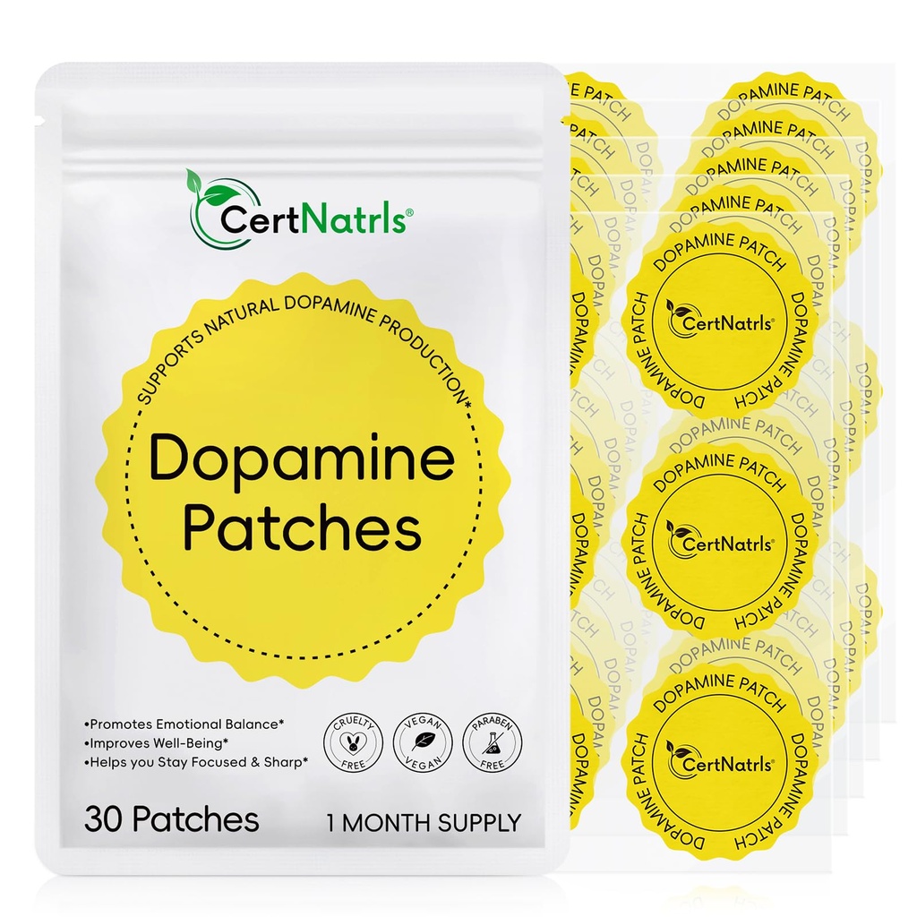 Dopamine Patches 30pcs, Mood Support Patches with Mucuna & 5-HTP, Mood Boost & Positivity Support Supports Dopamine & Serotonin Balance for Men Women, Plant-Based Formula (1 Pack)
