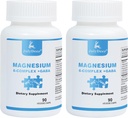2 Bouteilles Sixfold Magnésium Complexe de 350mg de Magnésium Glycinate, Malate, Citrate, Taurine, Oxyde, L-Thréonate pour Muscles, Nerfs, & Énergie, GABA Soutien du sommeil