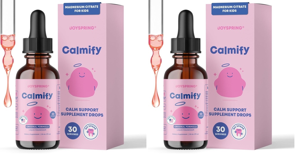 JoySpring Calmify Magnesium Citrate Liquid for Kids - Sugar-Free, Gluten-Free Calming Supplement with Chamomile - Natural Support for Kids & Teens (1 fl oz) 30 Servings (Pack of 2)