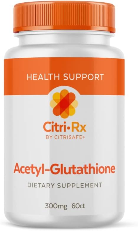 CitriRx acétyl glutathion - 300mg, 2 mois d'approvisionnement - Fabriqué aux États-Unis - Meilleur Absorption Antioxydant hautement Potent avec Magnésium - 60 Capsules