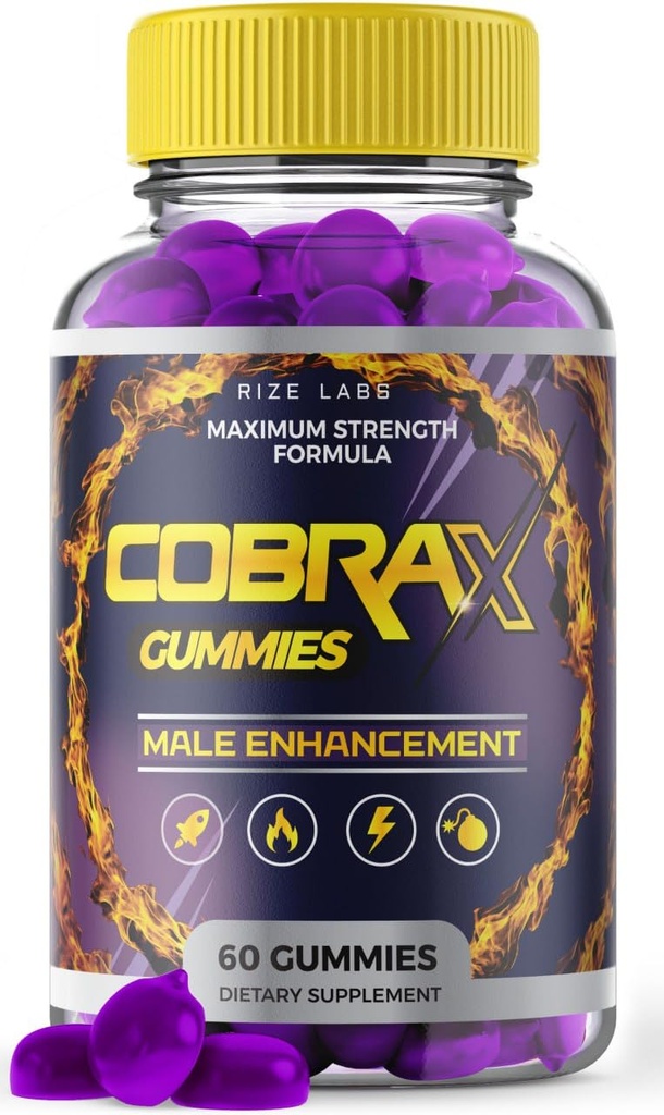 CobraX Gummies, CobraX Gummies for Men, Cobra X Enhancement Performance ed Shark Support Tank Ultra Pure Supplement Gomitas Advanced Formula Energy Review Stamina Performance (60 Gummies)