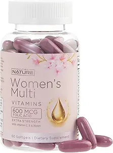Construit par la nature Vitamines pour les femmes – Supplément multivitamine quotidien complet pour les femmes avec A, B, C, D, E, Fer, Calcium, Magnésium et Multi Minéraux – Wellness & Immune Health Support - 60 Softgels