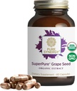 Pure Synergy SuperPure Graines de raisin Extrait de phénols de graines de raisins organiques avec des fruits entiers pour la santé cardiaque, la peau et le vieillissement en santé (60 capsules)