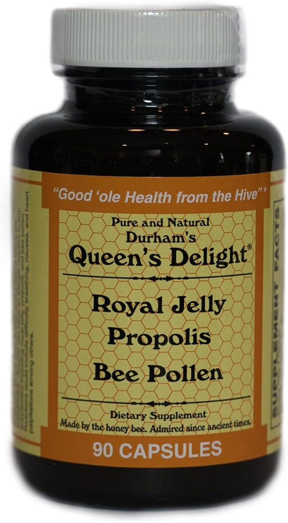Delight Queen de Durham (Royal Jelly 1000mg, Propolis 600mg, Beepollen 1500mg) dans 3 capsules quotidiennes