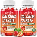 2 Pack Citrate de calcium Gommies, sans sucre Citrate de calcium 1000mg pour les muscles sains, Absorption Suppléments de calcium pour les adultes et les enfants, Fraise, 120 Compte