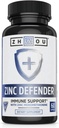 Zhou Zinc Defender - Suppléments de zinc pour les hommes et les femmes, 30mg par service pour la santé immunitaire et le soutien minéral, formule végétalienne pure - 60 capsules