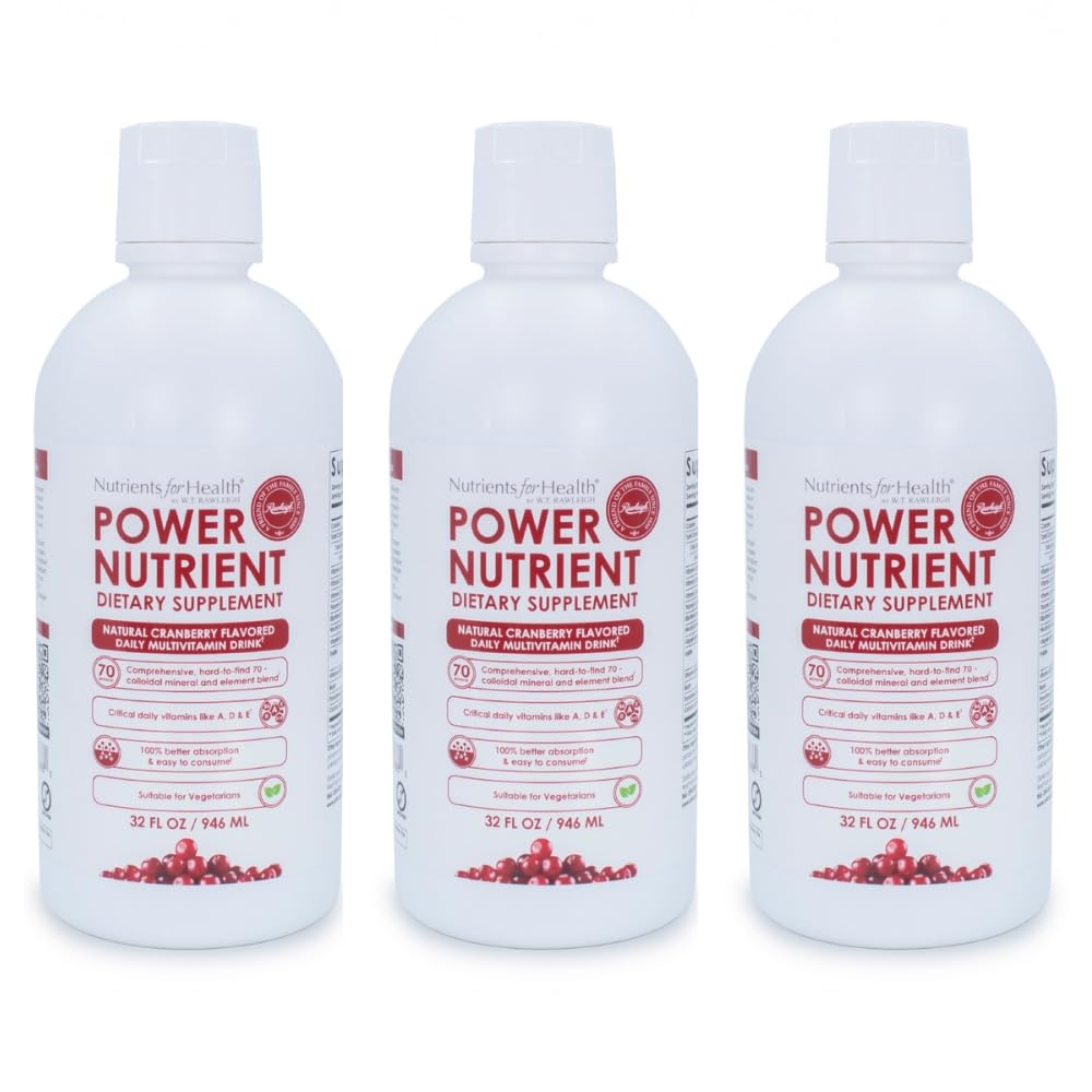 Rawleigh Power Nutrient Liquid Multivitamin (Pack of 3) – Daily Vitamin & Trace Mineral Supplement with Vitamins A, D, E & B Complex – Cranberry Flavor – Easy-to-Take Liquid Wellness Support. GMO Free