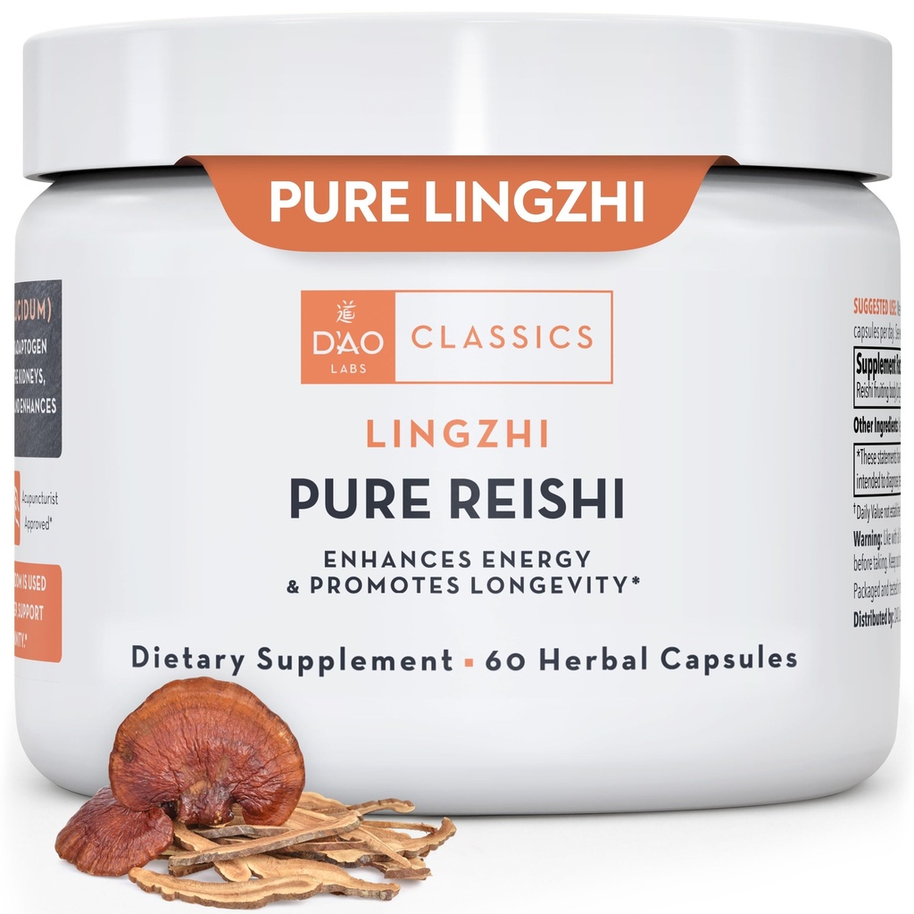 DAO Labs Pure Reishi - Lingzhi Element - 60 Herbal Capsules for Immunity, Sleep, Energy, Longevity & Digestive Wellness - Immunity Supplement