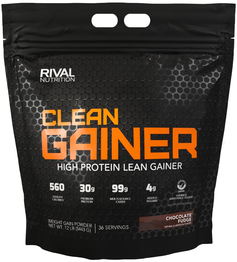 RIVAL NUTRITION Clean Gainer I High Protein Lean Gainer Powdered Drink Mix I 30g Protein Per Serving (12lb, Chocolate Fudge)