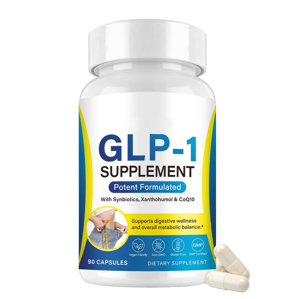 BHMSHY GLP-1 Supplement with Synbiotics, Xanthohumol & CoQ10 All Natural - Curb Appetite, Boost Metabolism & Support Gut Health for Women & Men Lean Body Support - 80 Capsules