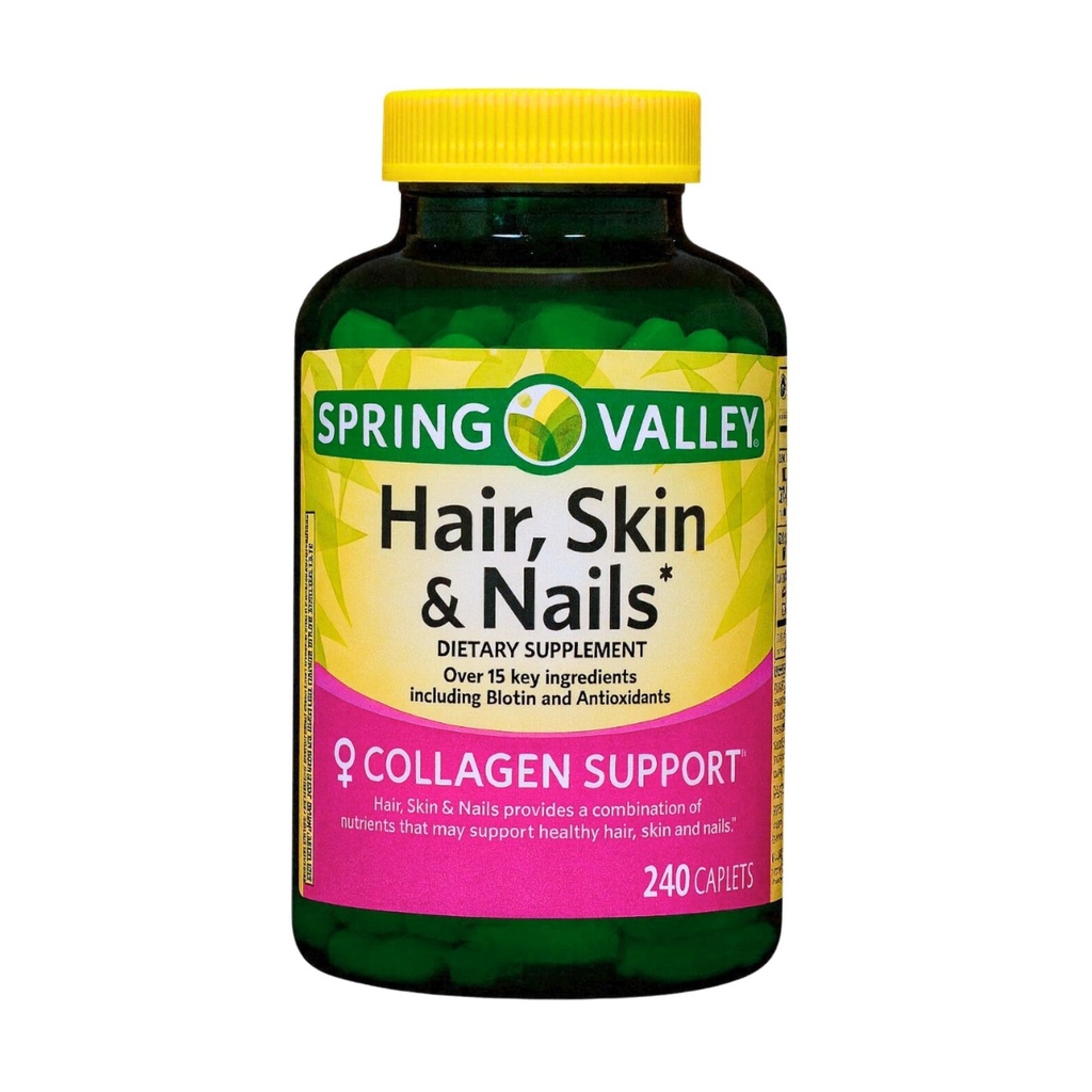 Hair Skin Nails Vitamins 240 Caplets – Hair, Skin and Nails Supplement with Biotin, Collagen, Antioxidants – Hair and Nail Vitamins for Women – 80 Day Supply (Pack of 1)