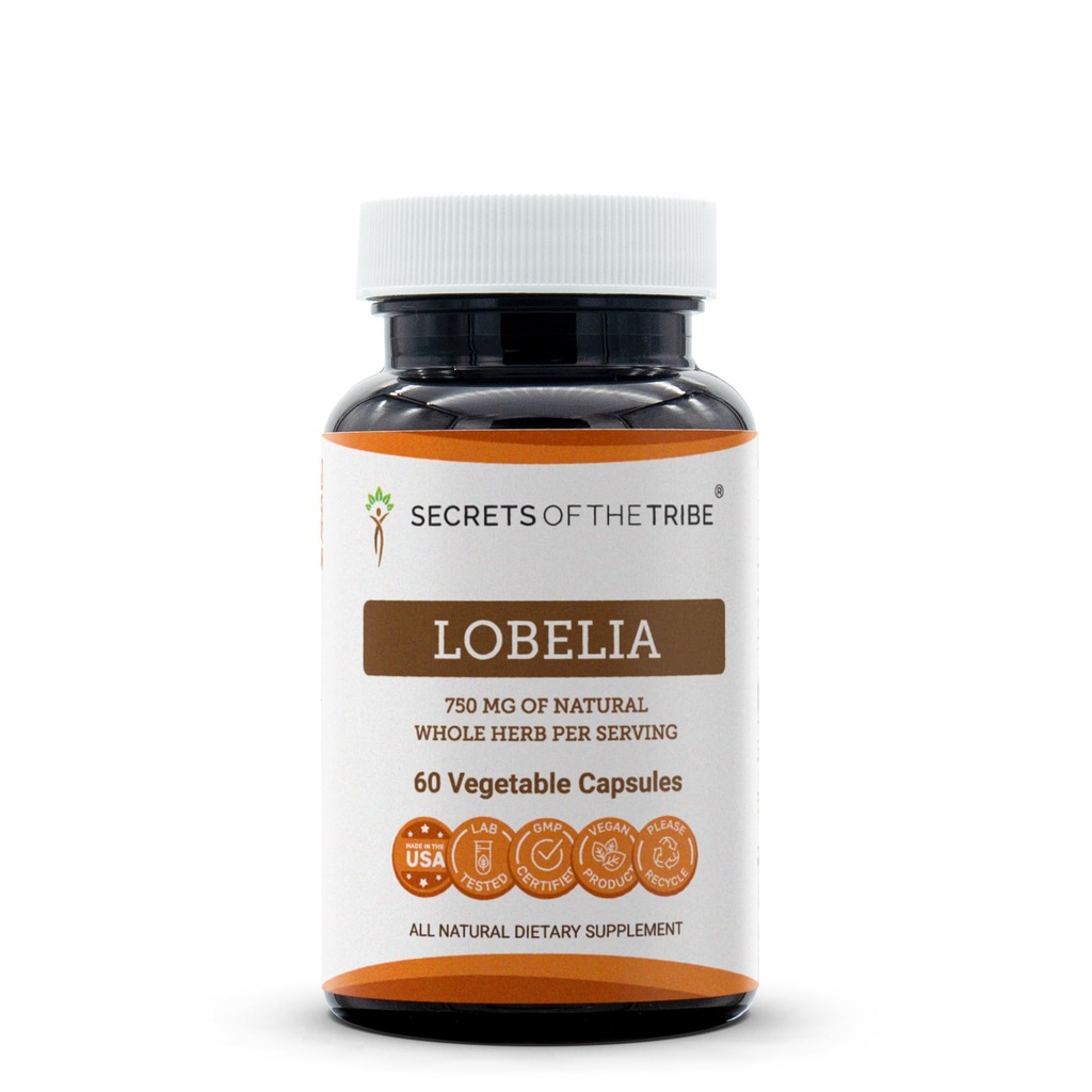 Secrets of the Tribe Lobelia 60 Capsules, 750 mg, Responsibly farmed Lobelia Inflata Dried Herb (60 Capsules)