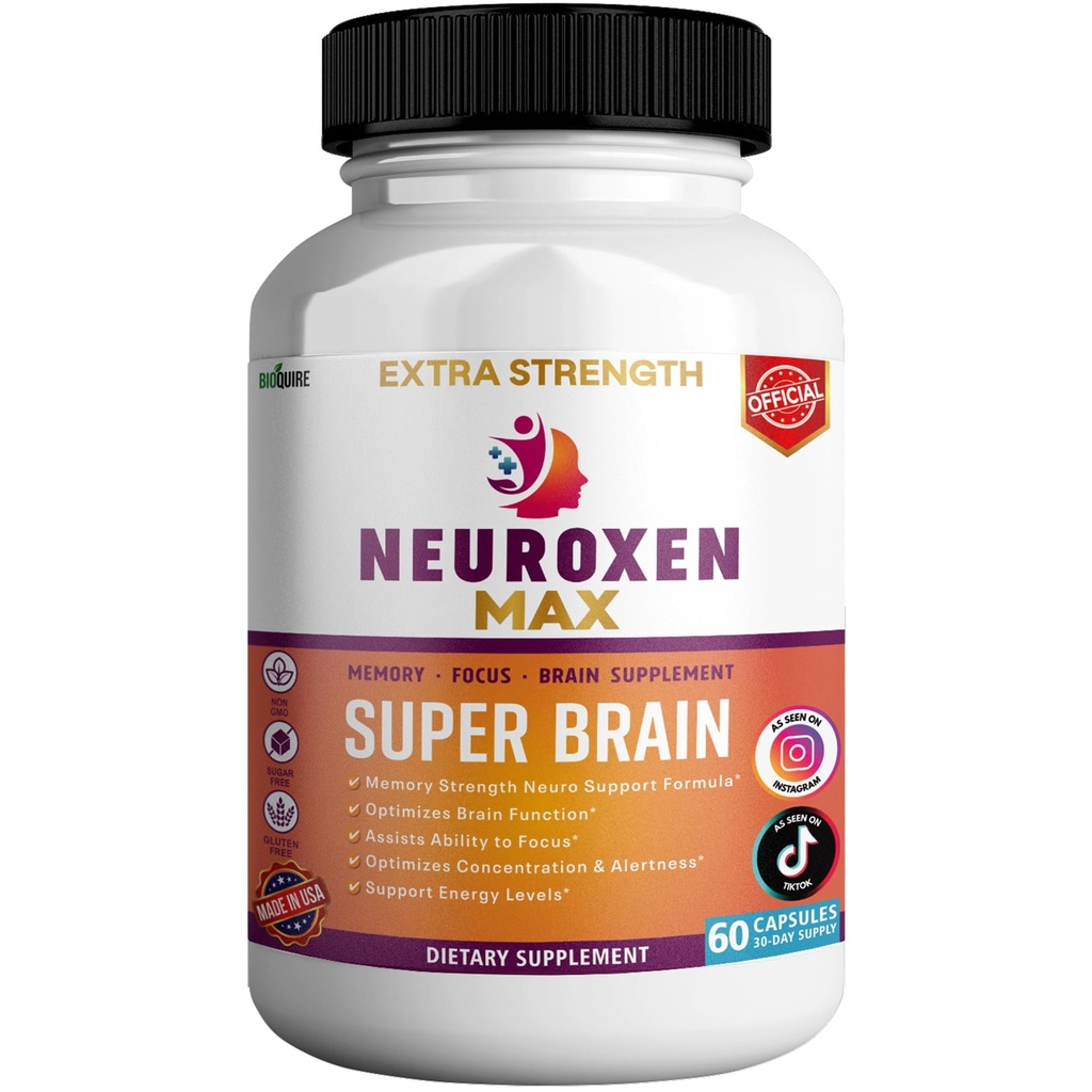 Neuroxen Max Super Brain Memory & Focus Supplement, 60 Capsules, 30-Day Supply, Extra Strength Brain Support Formula with Vitamins & Minerals (1)