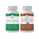 PURE ORIGINAL INGREDIENTS Turkey Tail Mushroom & Lion's Mane Capsules Bundle, 100 Capsules Each, Always Pure, No Additives or Fillers