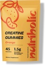 Gommies monohydratées de créatine pour les hommes et les femmes - Facile à digérer, végétalien, sans gluten, non-OGM, 1,5g de créatine par gummy - 45ct (45 comte, orange)