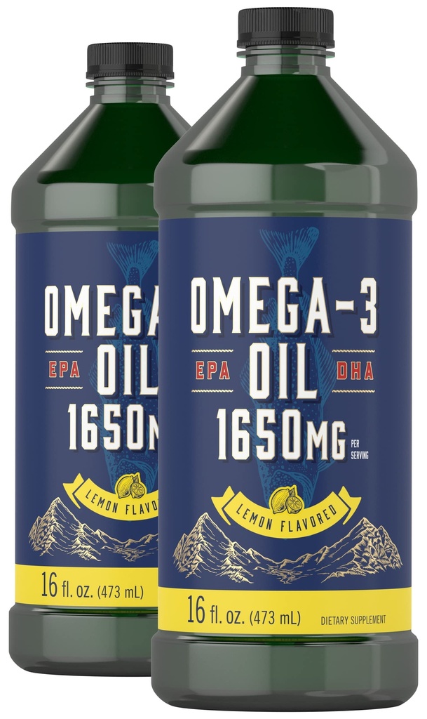 Carlyle Omega 3 Huile de poisson liquide 1650mg.32 fl oz (2 x 16oz bouteilles)