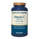 Nature's Wonder Vitamine C 1000 mg avec des comprimés de hanches roses pour la santé immunitaire, 250 portions, 250 nombre