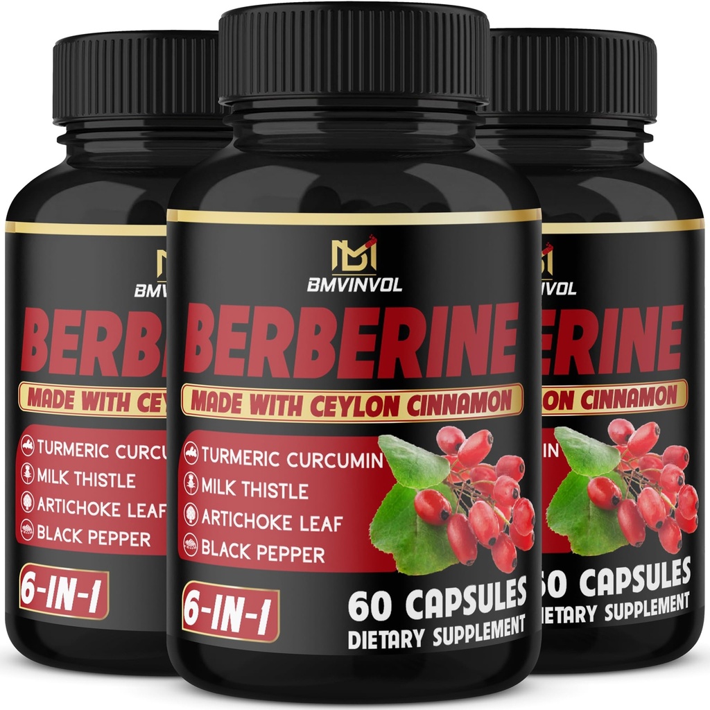 (3 boîtes) Supplément berbère Plus Ceylan cannelle, chardon de lait, curcuma, feuille d'artichaut, peppe noire - 6 mois d'approvisionnement - 180 capsules Total