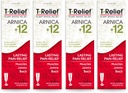 T-Relief Arnica +12 Crème Actif naturel pour soulager la douleur dans le dos Douleurs musculaires articulaires et étourdissement, corps entier Soulagement d'action rapide pour les femmes et les hommes - 4 oz (4 pack)