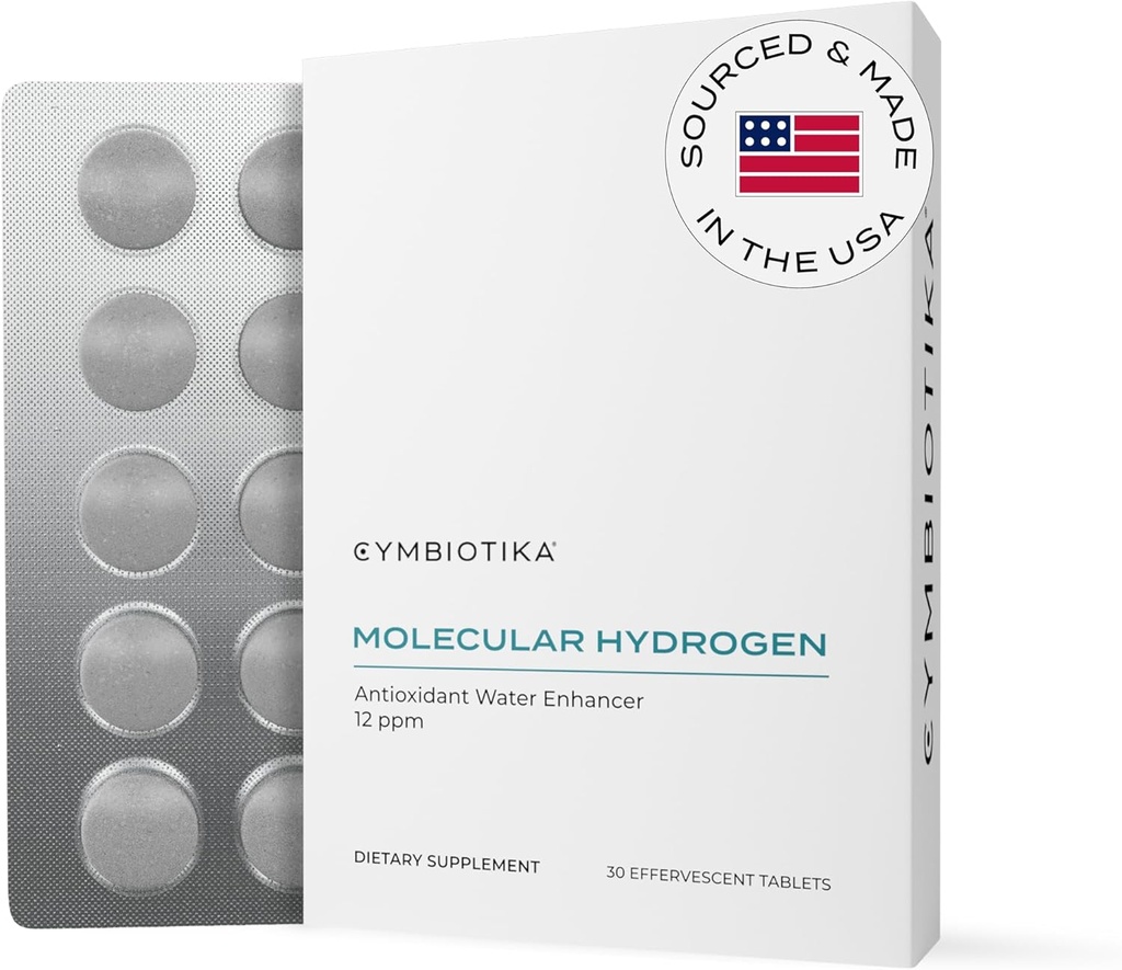 CYMBIOTIKA H2 Comprimés d'eau d'hydrogène moléculaire avec Magnésium, Energy Boost, sans gluten, boisson antioxydante kéto, suppléments de dissolution rapide, aide à combattre l'inflammation et le stress 30 comprimés, 12 ppm