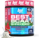 BPI Sports Best BCAA Shredded - Sans caféine boisson de récupération thermogénique, Lean Muscle Building BCAA poudre pour les femmes et les hommes, pré-entraînement BCAAs Amino Acides Buvez- pastèque ICE - 25 portions