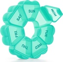 Grand organisateur hebdomadaire de pilules, Pill Box 7 Day, KAPENS Cas quotidien de vitamines Compartiments de grande capacité, contenants de pilules pour suppléments de médecine de l'huile de poisson, vert