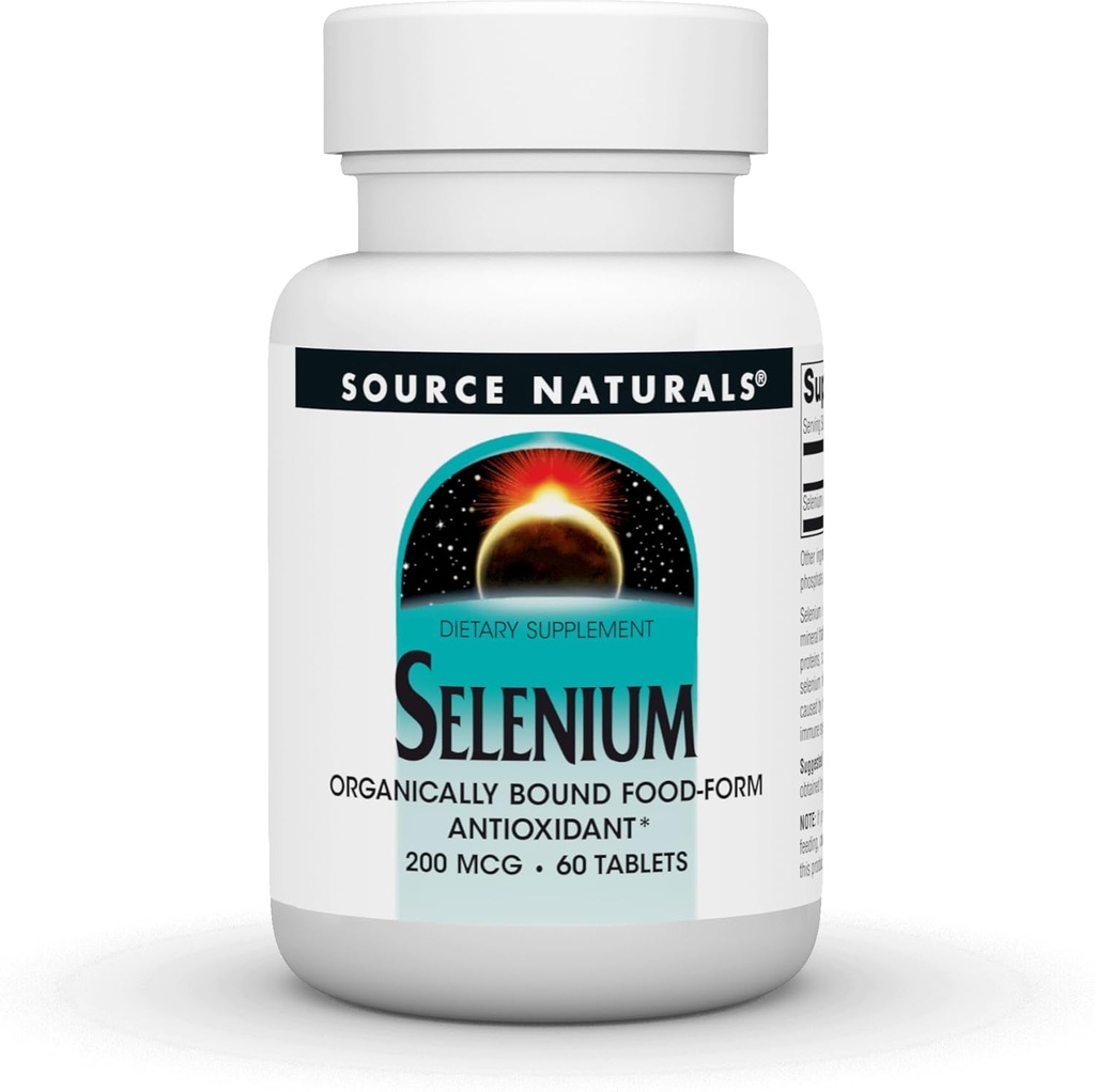 Source Naturelle Sélénium, Antioxydant de forme alimentaire biologique*, 200 mcg - 60 comprimés