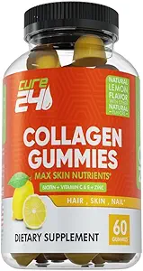 Gommies de collagène avec zinc, vitamine C et biotine, supplément de peptides de collagène favorise les cheveux, ongles, peau, os et soutien de santé joint, fabriqués aux États-Unis 60 Gommies