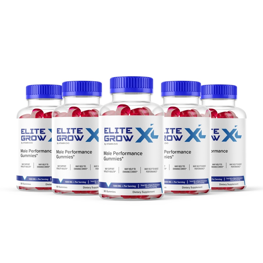 (5 Pack) Elite Grow XL Gummies, Official EliteGrow XL Gummies, EliteGrowXL Gummys for Men, Elite GrowXL Support Supplement Gummys All Natural Gummy Advanced Formula Health Support (300 Capsules)
