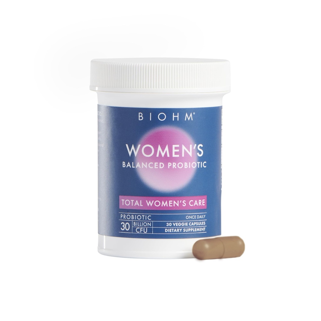 BIOHM Probiotiques pour les femmes, 30 milliards CFU, 9 souches (30 comtes) aide à soutenir la santé totale Gut, le système digestif et immunitaire, le probiotique vaginal pour la santé urinaire et vaginale, 30 jours d'approvisionnement