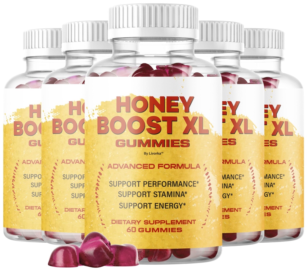 (5 Pack) Honey Boost XL Gummies - Official HoneyBoost XL Advanced Premium Supplement for Men Support - Maximum Strength, Natural Honey BoostXL for Overall Health & Wellness, 300 Gummies for 5 Months