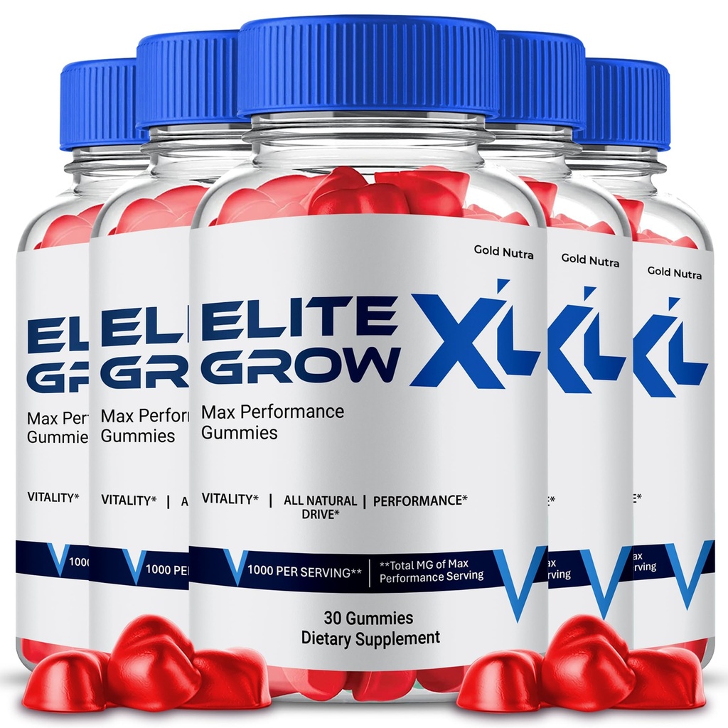 (5 Pack) Elite Grow XL Gummies, Elite Grow XL Supplement, High Potency Max Performance, All Natural Formula