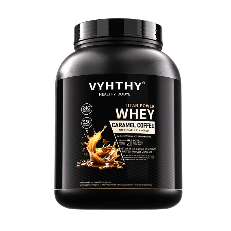 Caramel Coffee Flavored Whey Protein Powder，24g Protein per Serving, Fast-Absorbing Concentrated whey Protein, Low Sugar, Gluten-Free, Natural Flavor, 3.5lbs(56oz)