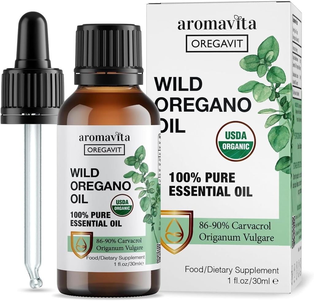Wild Oregano Oil Organic - 100% Pure Undiluted Organic Wild Oregano Oil with 86-90% Carvacrol, Immune Support - Plant-Based, Herbal Supplement - Vegan, Non GMO, Gluten Free, 1fl.oz/30ml