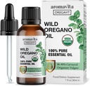 Huile d'origan sauvage biologique - 100% pure huile d'origan sauvage biologique non diluée avec 86-90% Carvacrol, Immune Support - végétale, supplément à base de plantes - végétalien, non OGM, sans gluten, 1fl.oz/30ml