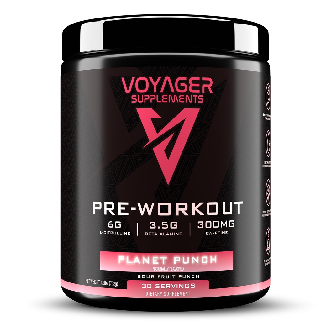 Pre Workout Powder – Fruit Punch Flavored Supplement with Beta Alanine, Taurine, L Citrulline, L-Dopa – 300 Milligrams Caffeine Energy Supplement – Gluten Free Sports Nutrition Complex 30-60 Servings