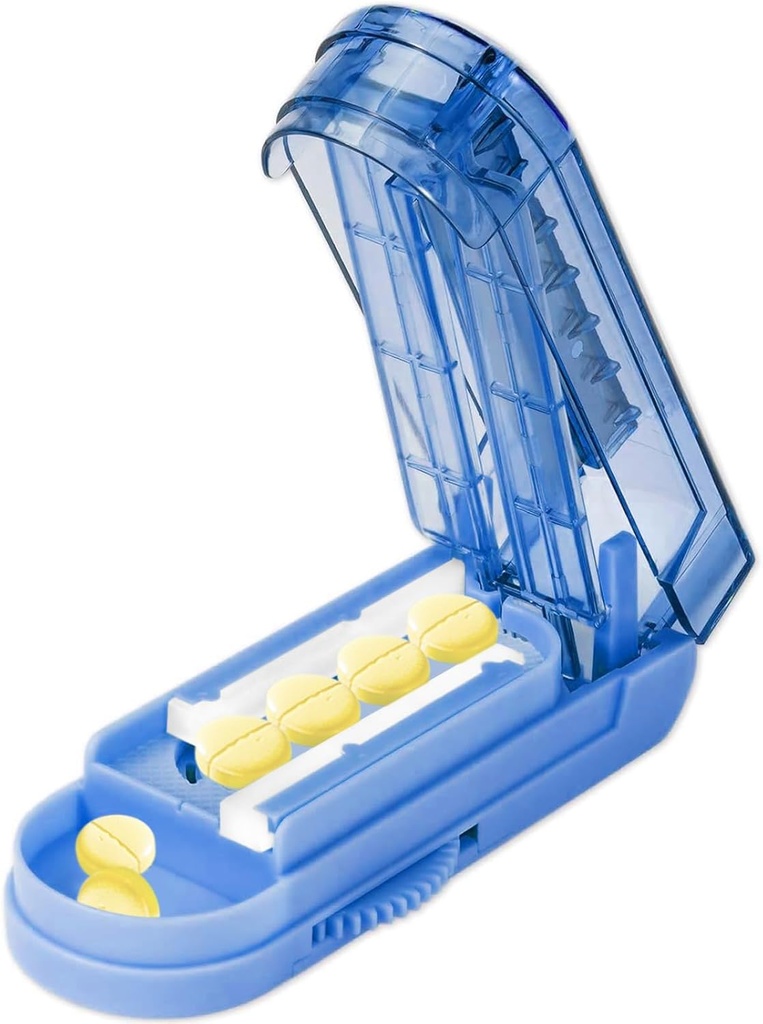 Splitter pour les petites et minuscules pilules, Splitter de tablette réglable coupe exactement plusieurs pilules à la fois. (bleu de klein)