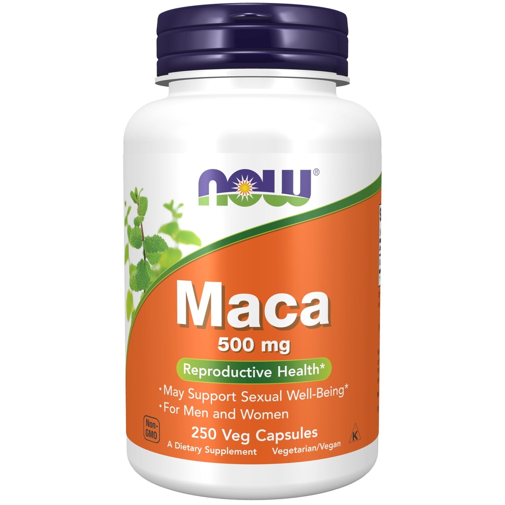 MAINTENANT Aliments suppléments, Maca (Lepidium meyenii) 500 mg, Pour les hommes et les femmes, Santé reproductive*, 250 gélules